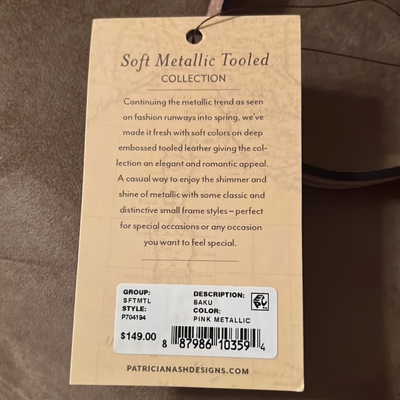 Patricia Nash NWT Metallic pink adjustable crossbody purse. - Picture 11 of 12